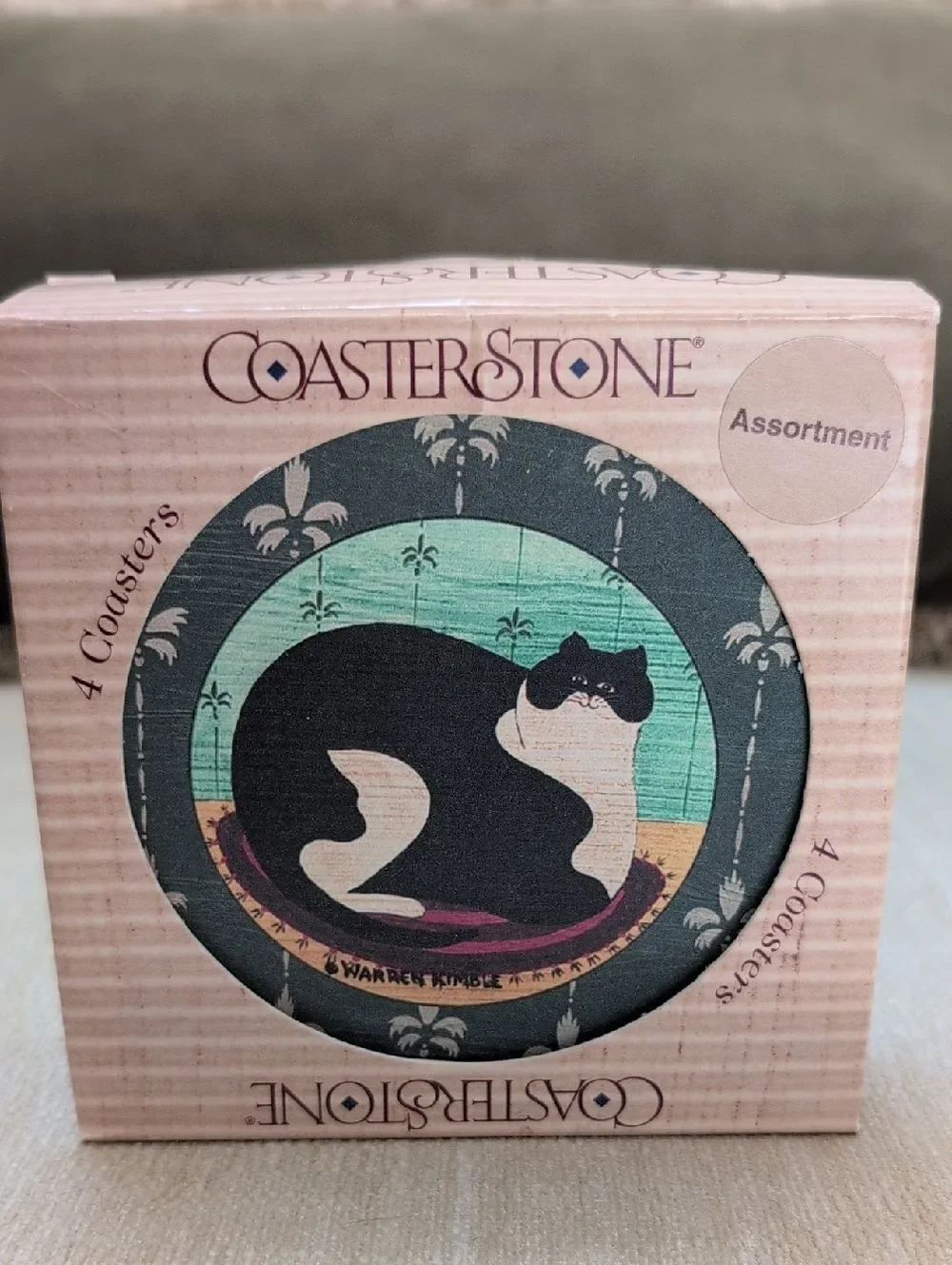 Vintage CoasterStone Warren Kimble Fat Cats Coasters Set of 4